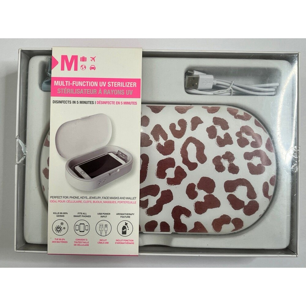 Phones Multi-function UV Sterilizer Sanitzer Box Rose Gold Leopard Print #238